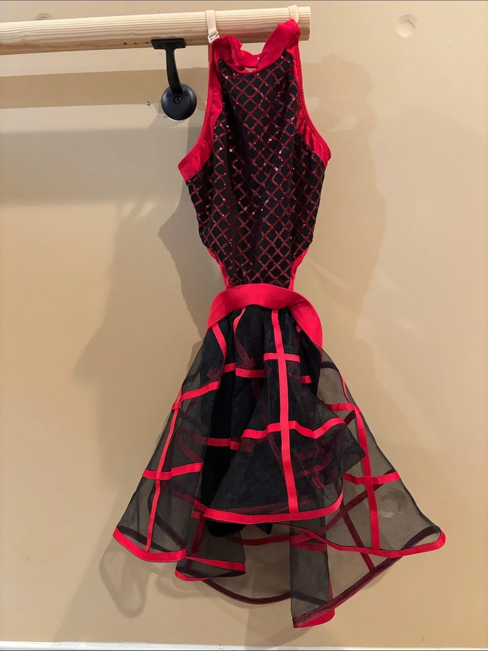 Black and Red Halter Neck Dance Costume